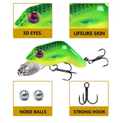 Wobblers Señuelo Rana Biónica Flotante – Crankbait Duro para Pesca