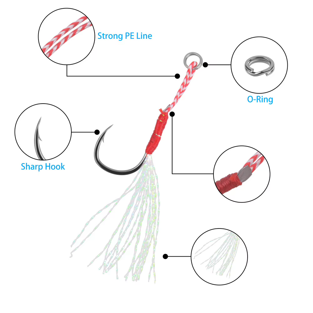 Anzuelo Jig Head para lubina – Metal con púas y pluma - imagen 4