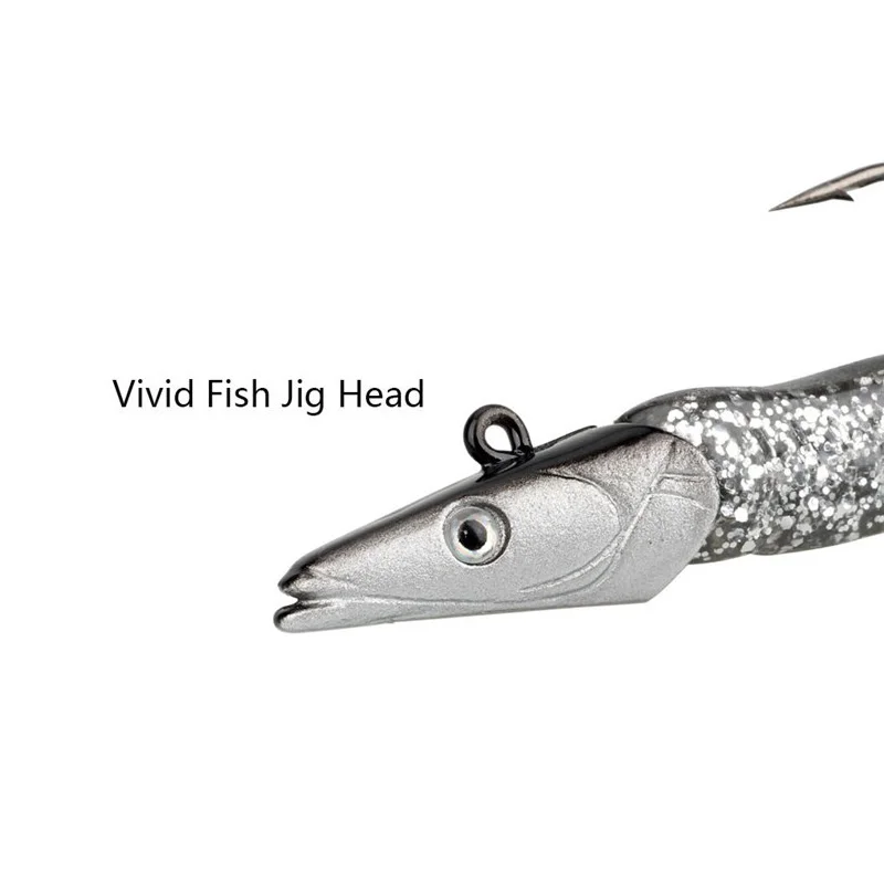 FLYSAND Señuelo de silicona cabeza pez hundido 11-16cm natural pesca - imagen 5