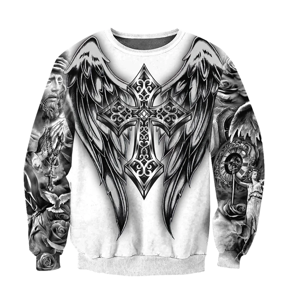 Sudadera Jesús tatuaje 3D – Unisex con capucha casual - imagen 5