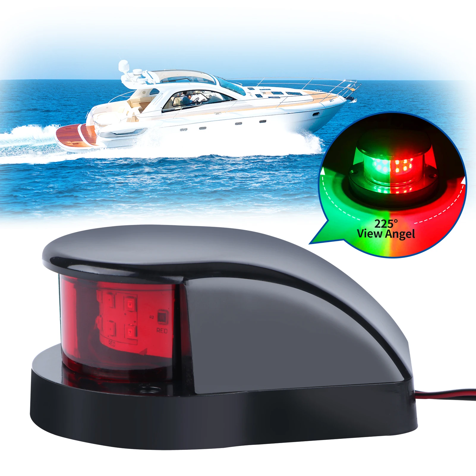 Luz LED de navegación arco 12V roja y verde para barco