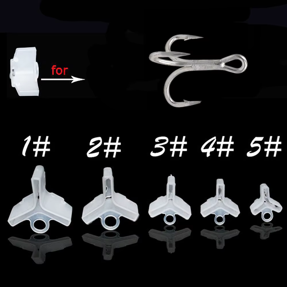 Protectores de anzuelos triples para pesca - Blanco, 5 tallas, 25 uds - imagen 2