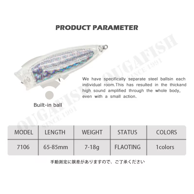 Popper flotante 86mm 16,5g para lucio – ABS transparente - imagen 4