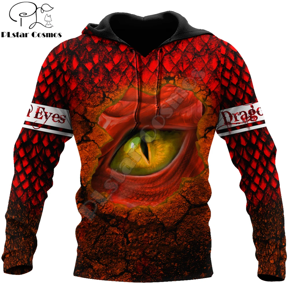 Sudadera con capucha ojo dragón 3D roja – Jersey unisex cremallera invierno - imagen 3