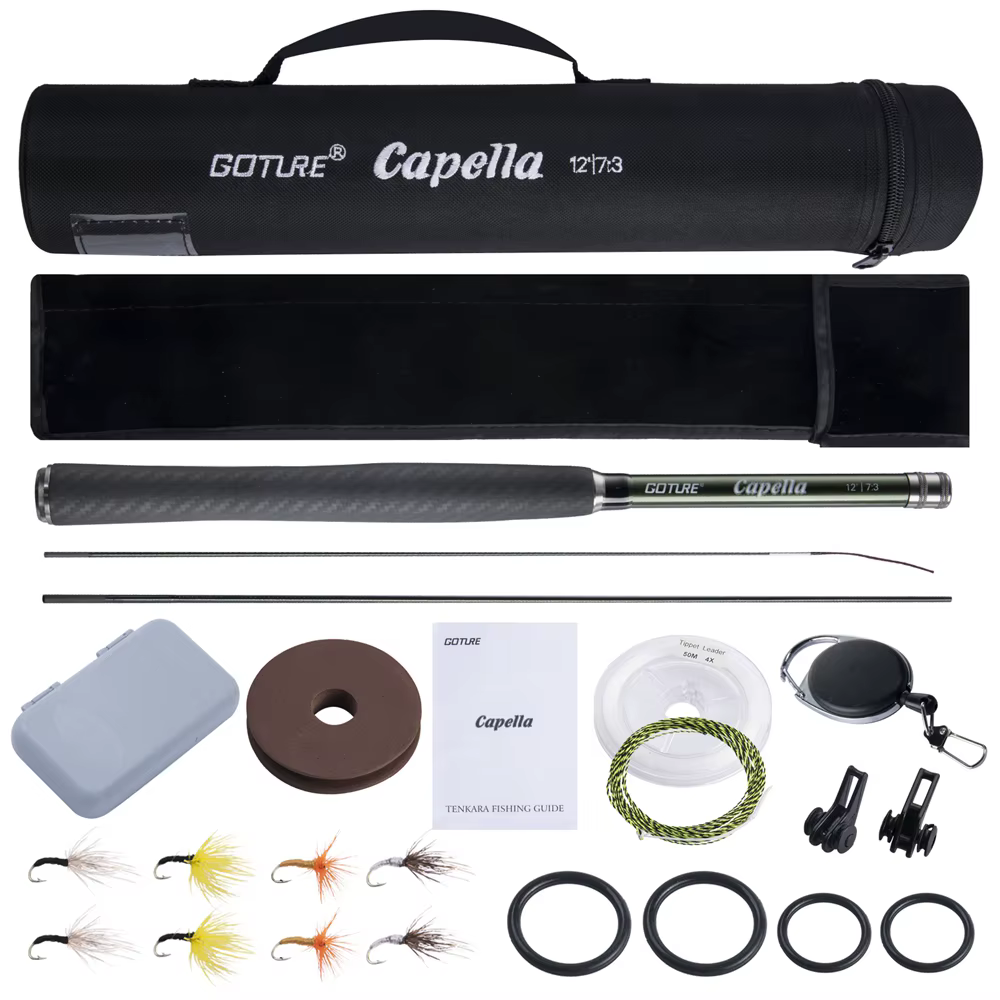 Goture Kit Tenkara caña carbono línea Tippet gancho accesorios