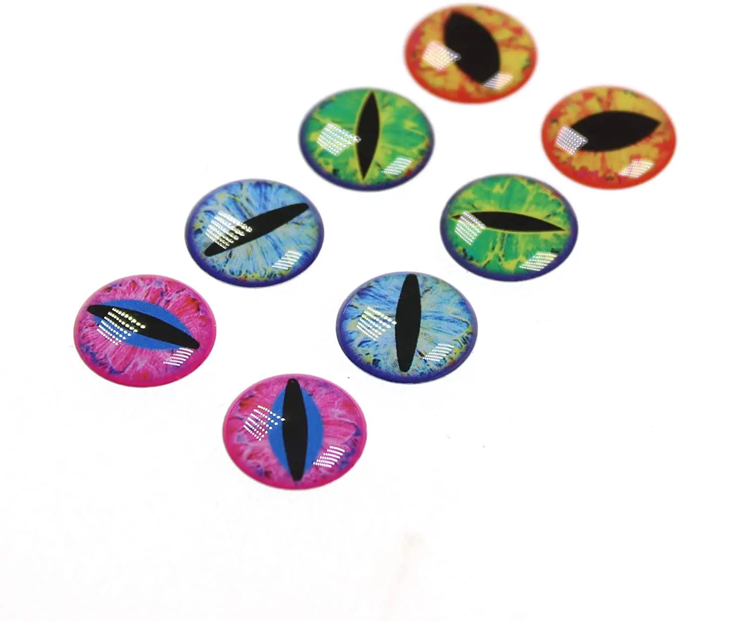 Ojos de pez epoxi 3D en colores rosa, verde, azul y naranja