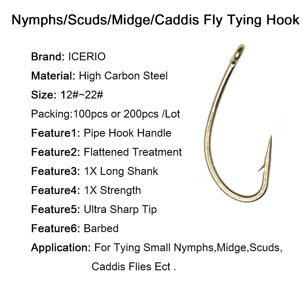 ICERIO Ninfas Scuds Midge Caddis – Anzuelos para mosca trucha - imagen 2