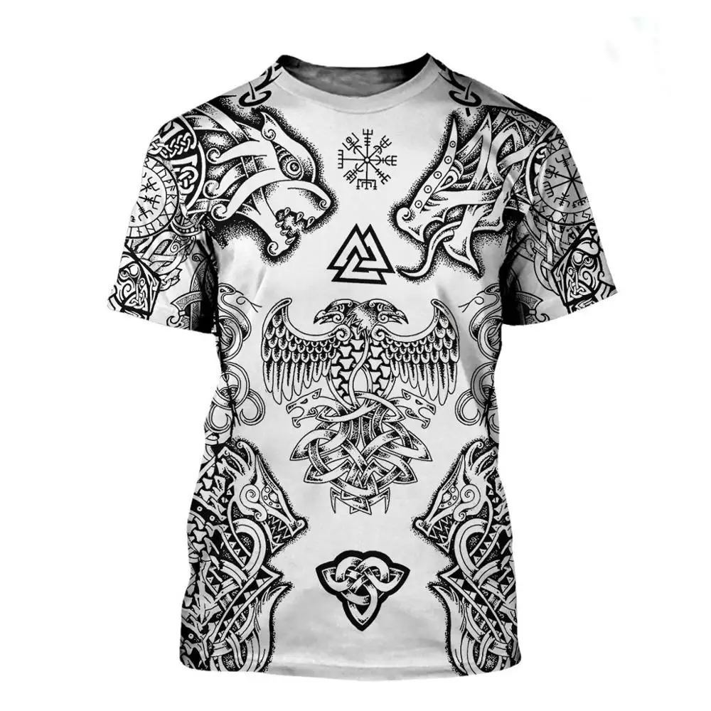 Huginn Muninn Camiseta de pesca manga corta 3D cuervo tatuaje - imagen 2