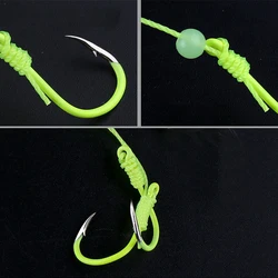 Anzuelos de carbono biónicos con cordón para agua salada nocturna