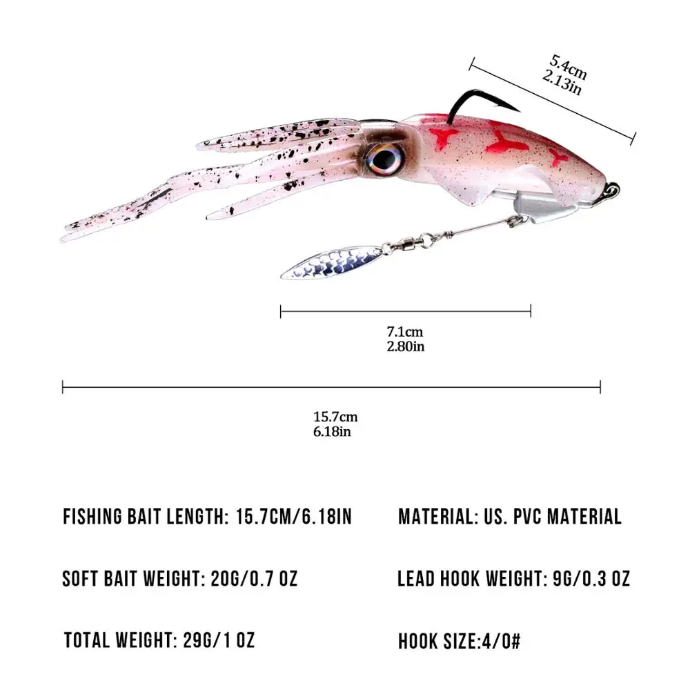 THKFISH Señuelo Calamar Luz Ojos3D Jig Pulpo Agua Salada - imagen 2