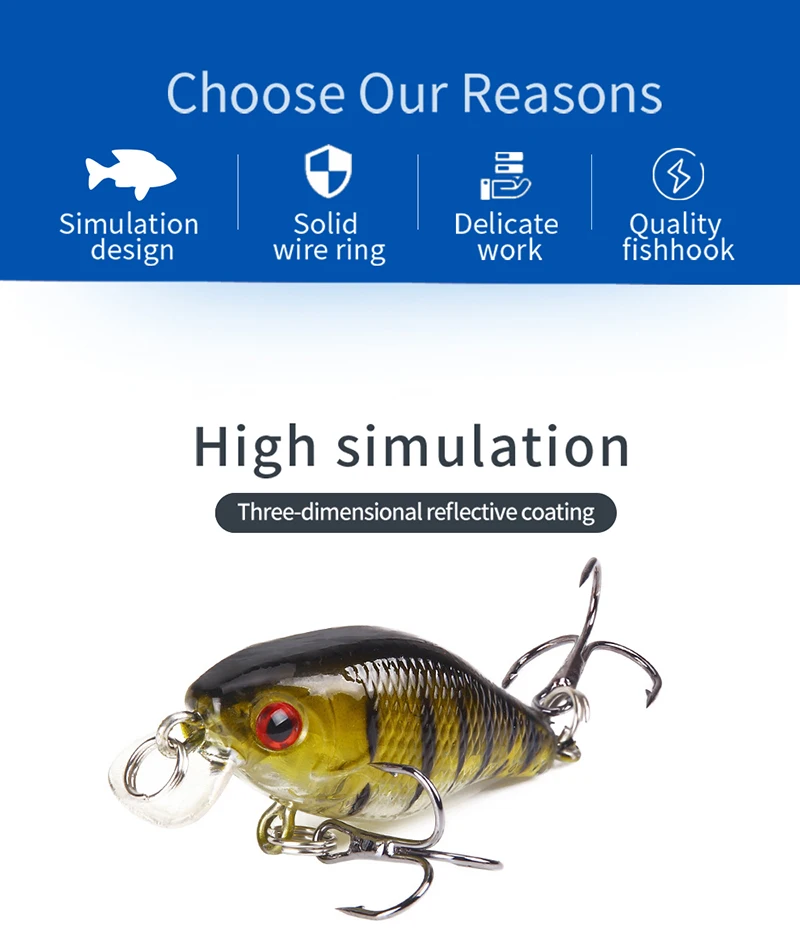 Crankbait en color azul con gancho triple