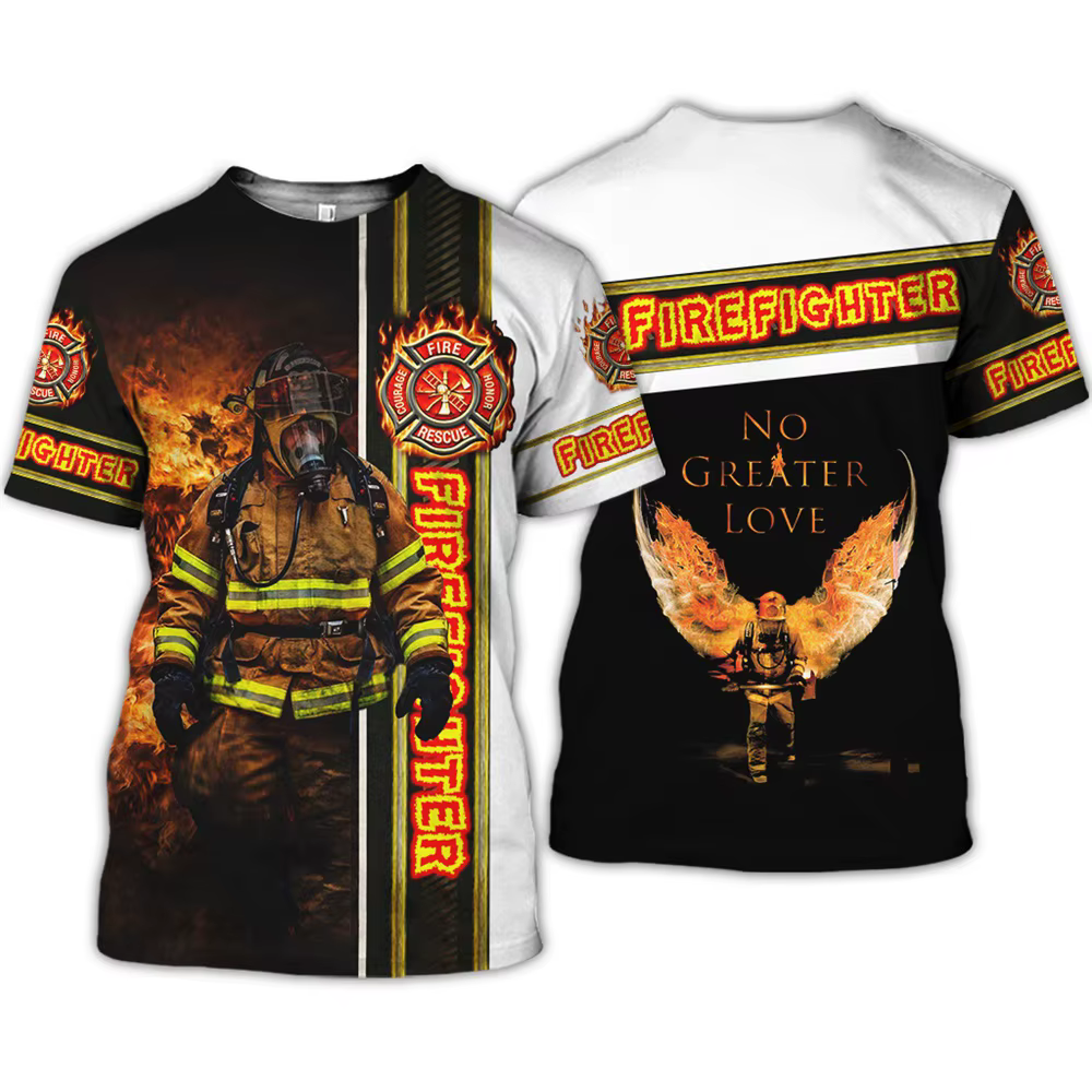 Camiseta Bombero 3D manga corta unisex con estampado realista - imagen 2