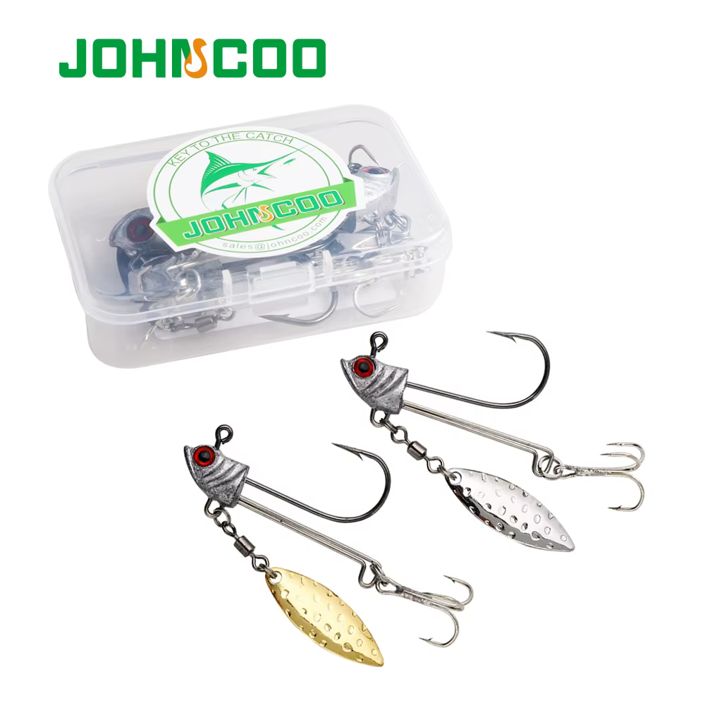 Anzuelos Jig Head JOHNCOO con hoja de sauce para vinilos