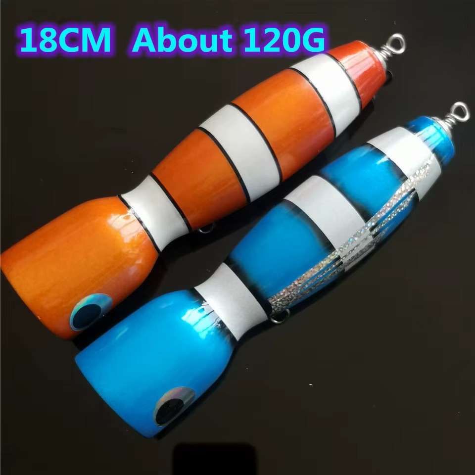 Swolfy Señuelo de Superficie Popper Grande de Madera para pesca - imagen 3