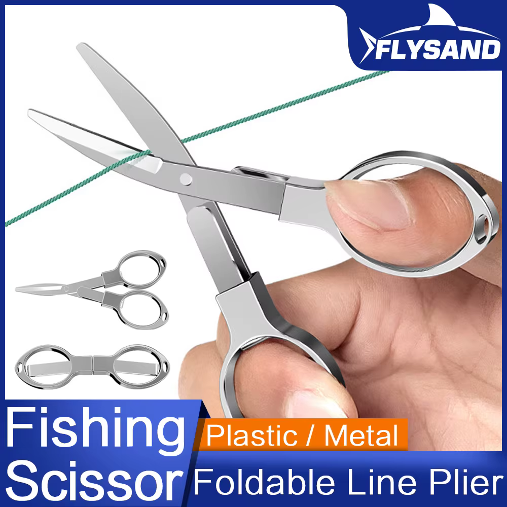 FLYSAND Tijeras de pesca plegables con aleación de zinc – Hoja inoxidable