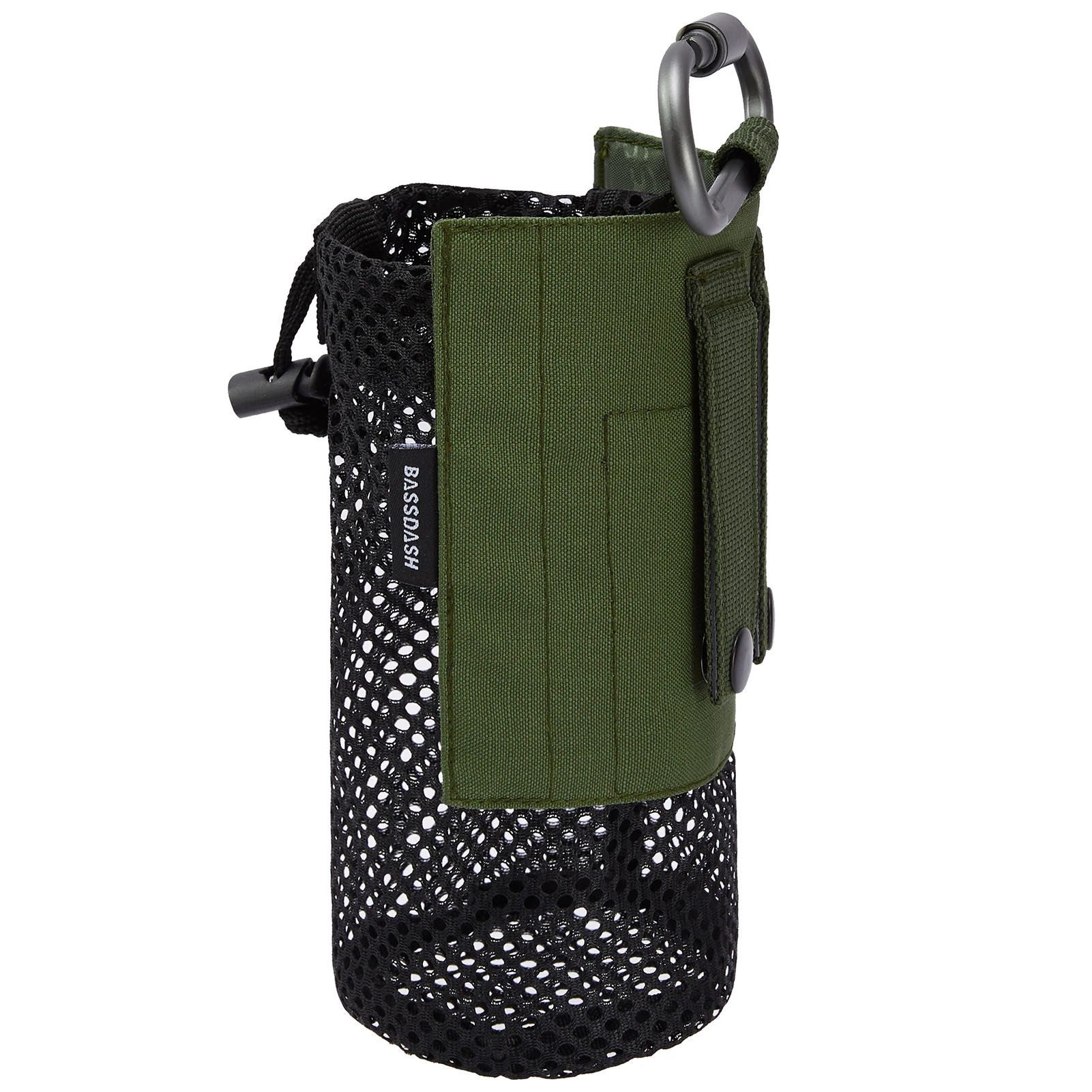 Detalle del sistema Molle y mosquetón de aluminio