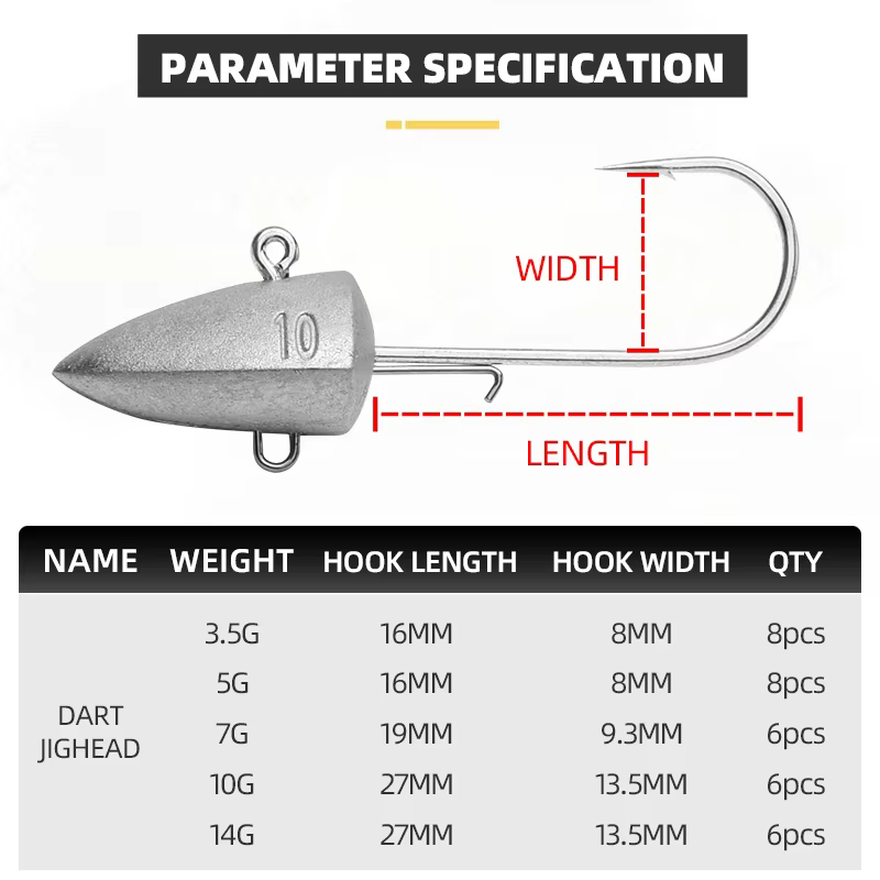 BLUX Dart Jighead – Cabezas de pesca para vinilos y señuelos - imagen 5