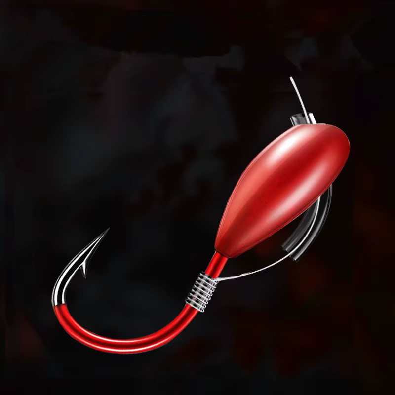 Anzuelo offset 45° con púas rojo – Cabeza inclinada para vinilo