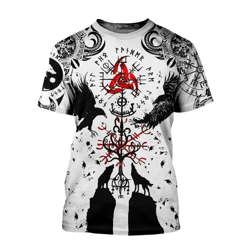 Huginn Muninn Camiseta de pesca manga corta 3D cuervo tatuaje