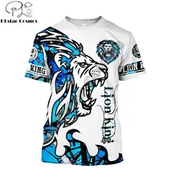 Camiseta 3D León Manga Corta Harajuku para Hombre