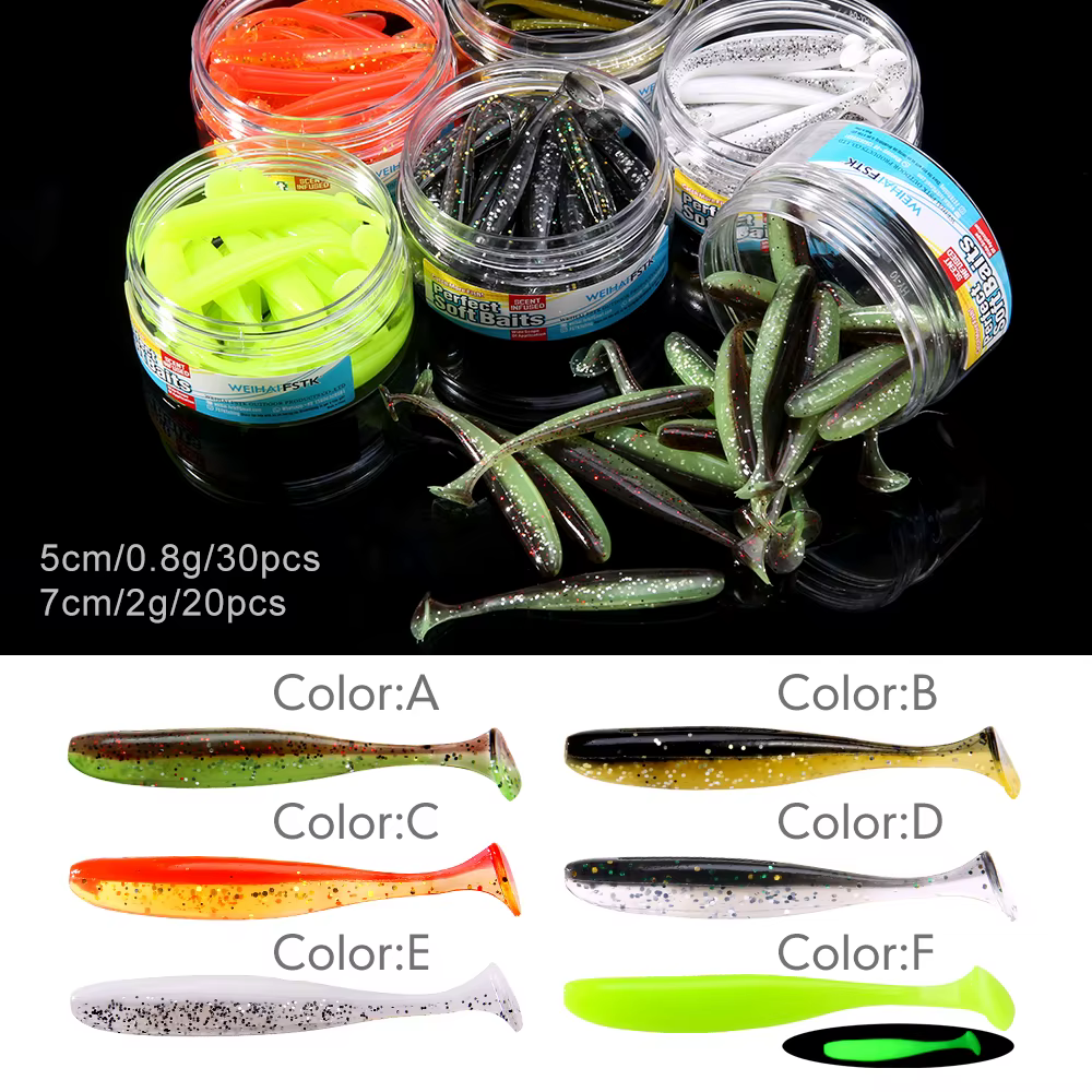 Señuelos blandos Eazi Shiner SwimBaits Weihai FSTK – 7cm/5cm doble color para carpa - imagen 2