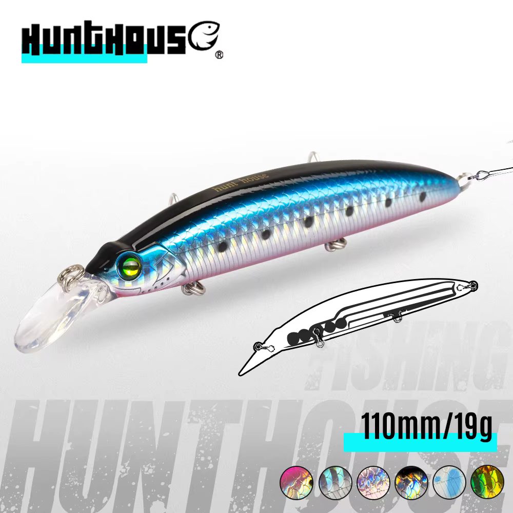 Hunthouse Gyodo Jerkbait – Minnow flotante topwater lubina
