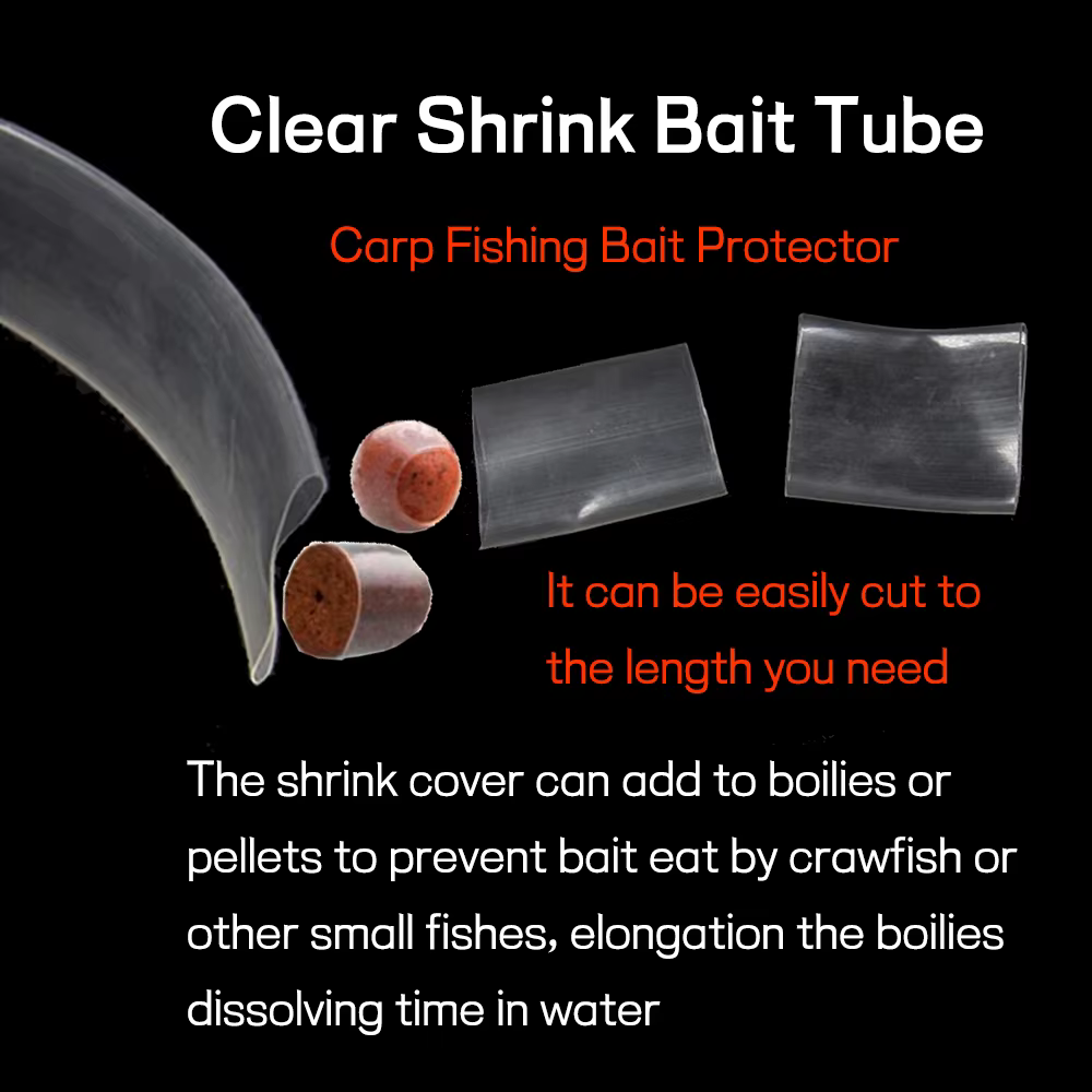 Tubo termorretráctil enrollado con boilies visibles