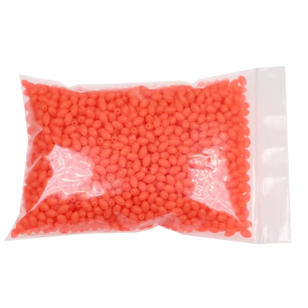 Cuentas luminosas para pesca ovaladas goma suave - Rojo y verde - imagen 3