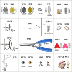 Kit señuelos Cuchara con giratorio - Lentejuelas y accesorios para lubina