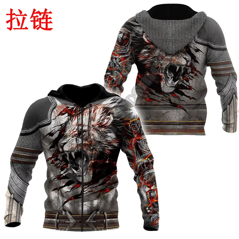 Sudadera con capucha unisex León Amor - Estampación 3D con cremallera - imagen 2