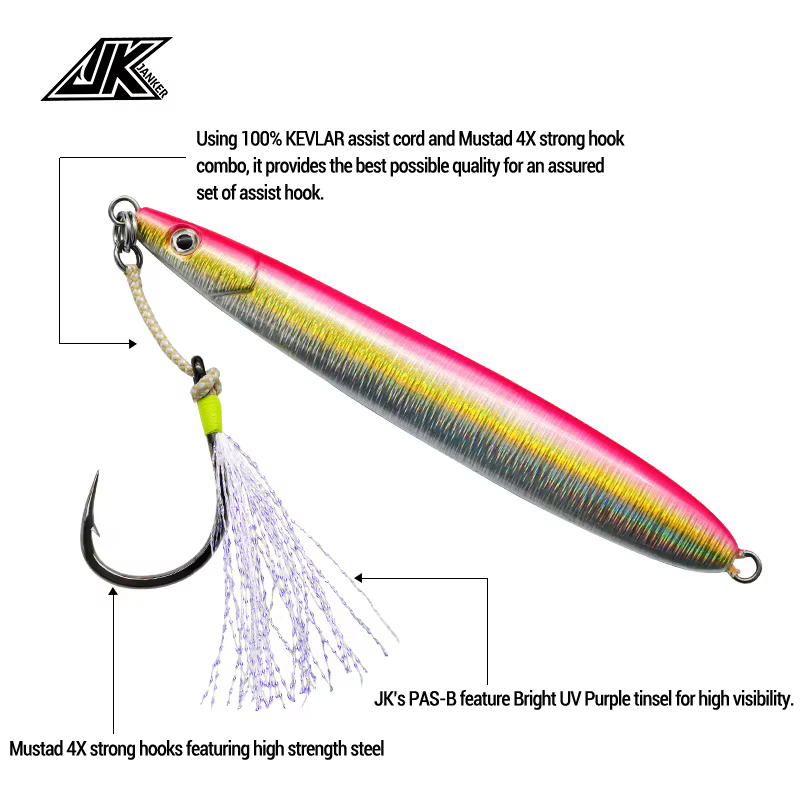 JK PAS-B Anzuelos de asistencia simple para jigging – Kit multitalle - imagen 5