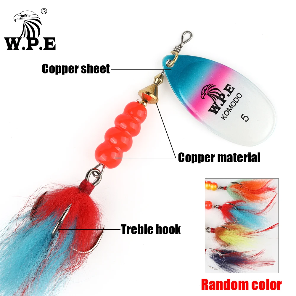 W.P.E Señuelo giratorio cuchara plumas metálicas – Cebo multicolor - imagen 5