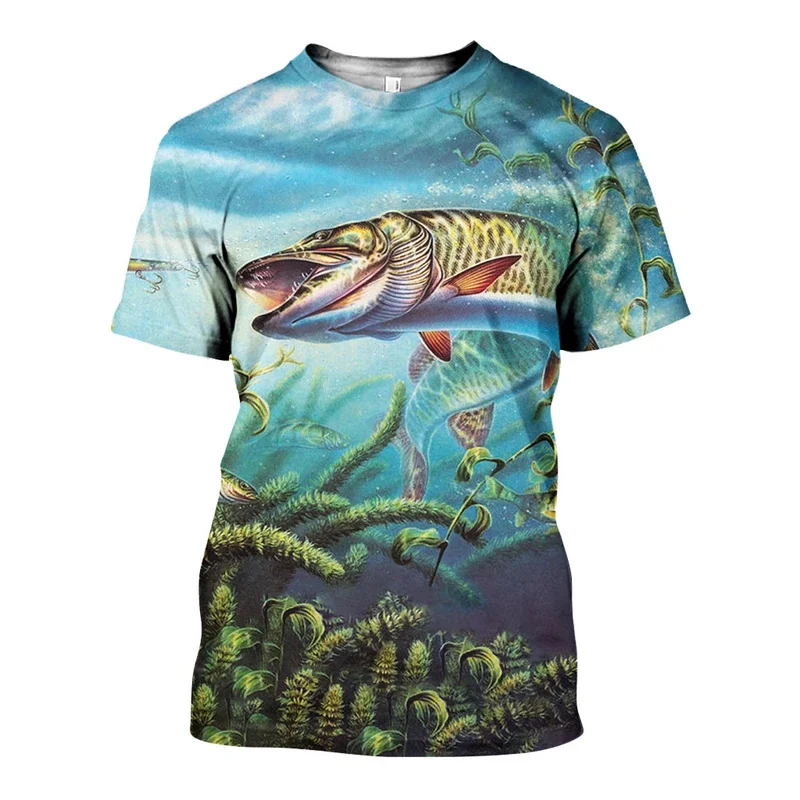 Camiseta de pesca 3D Harajuku – Estilo casual de manga corta - imagen 3