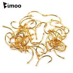 Bimoo Anzuelos curvos dorados para moscas ninfa y Scud - #10-#16