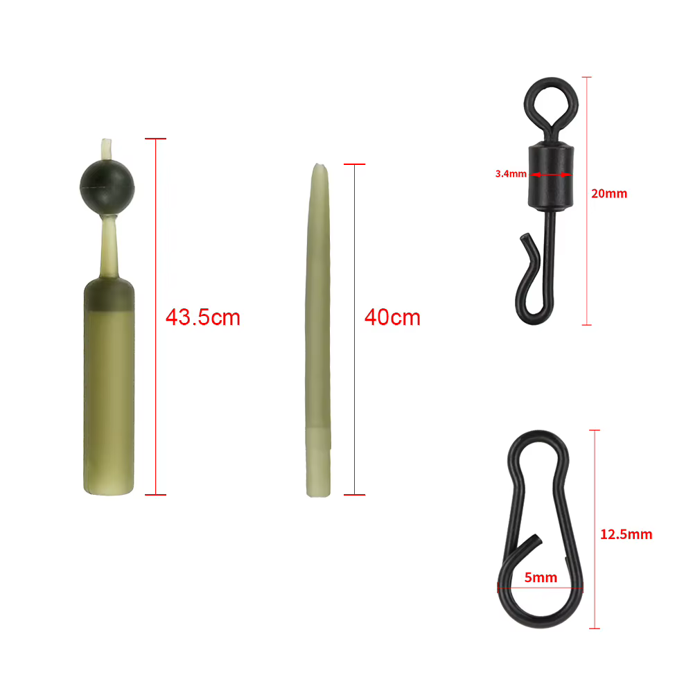 Kit accesorios pesca carpa con mangas amortiguación y clips seguridad - imagen 2