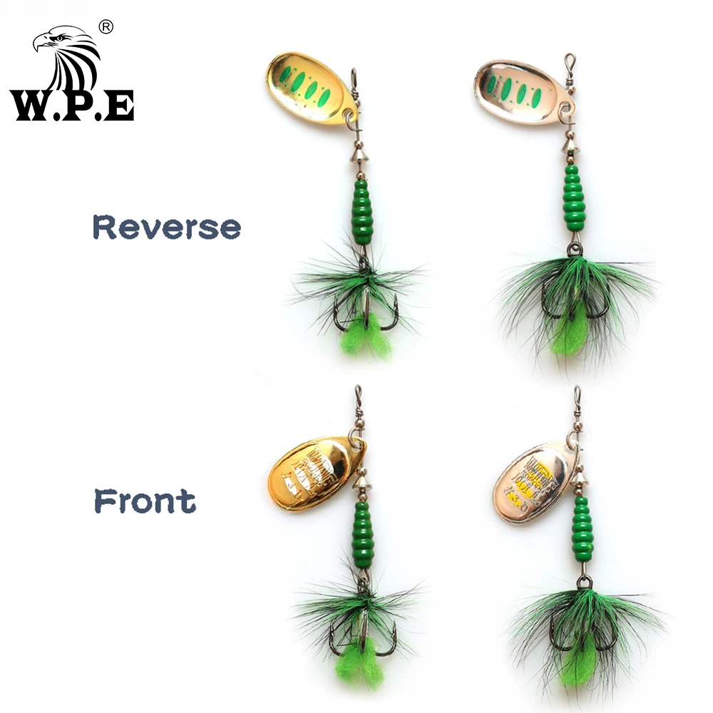 W.P.E KOMODO Señuelo Lubina – Cuchara Latón con Pluma y Gancho Triple - imagen 3