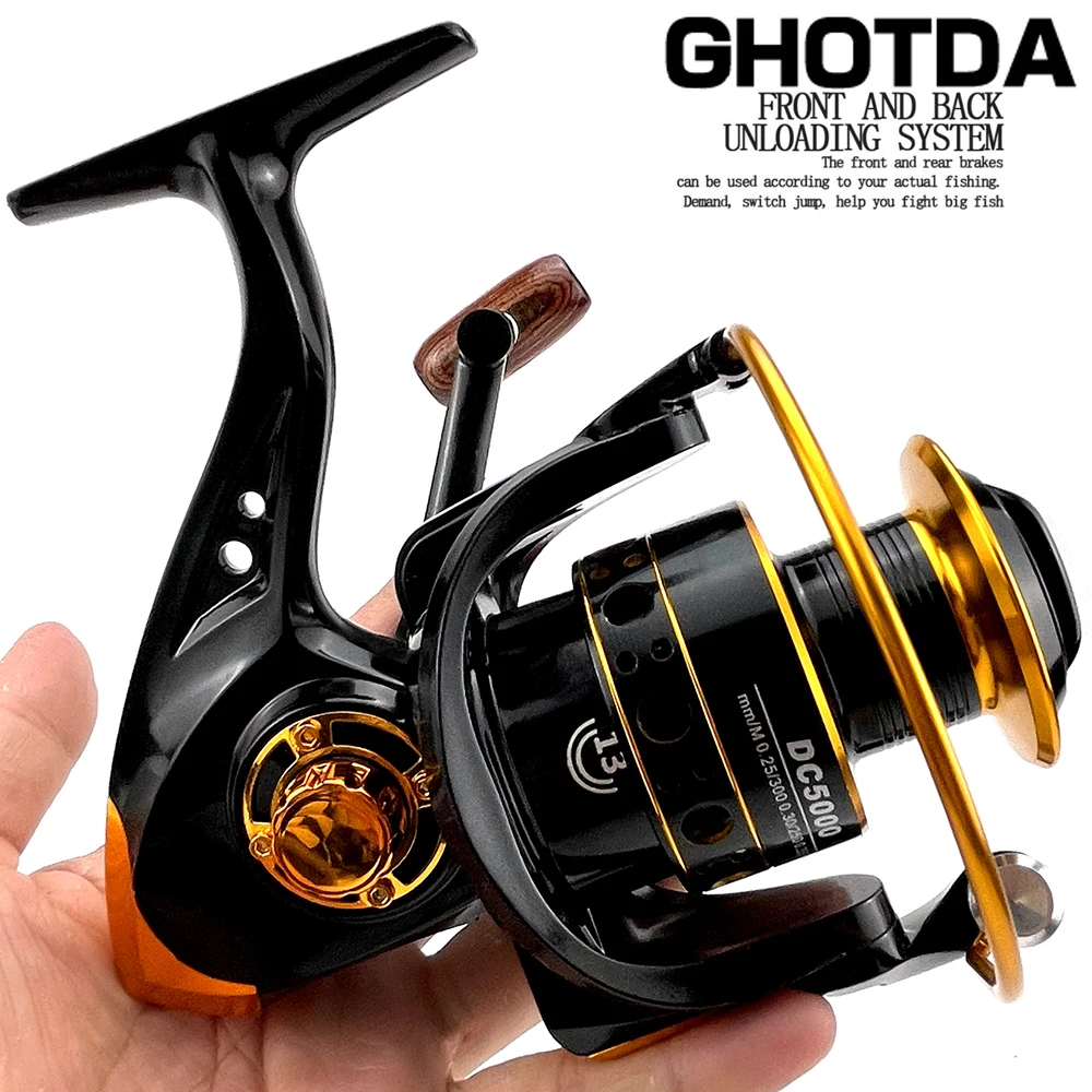 Carrete spinning metálico 12+1BB 5.2:1 para pesca de carpa