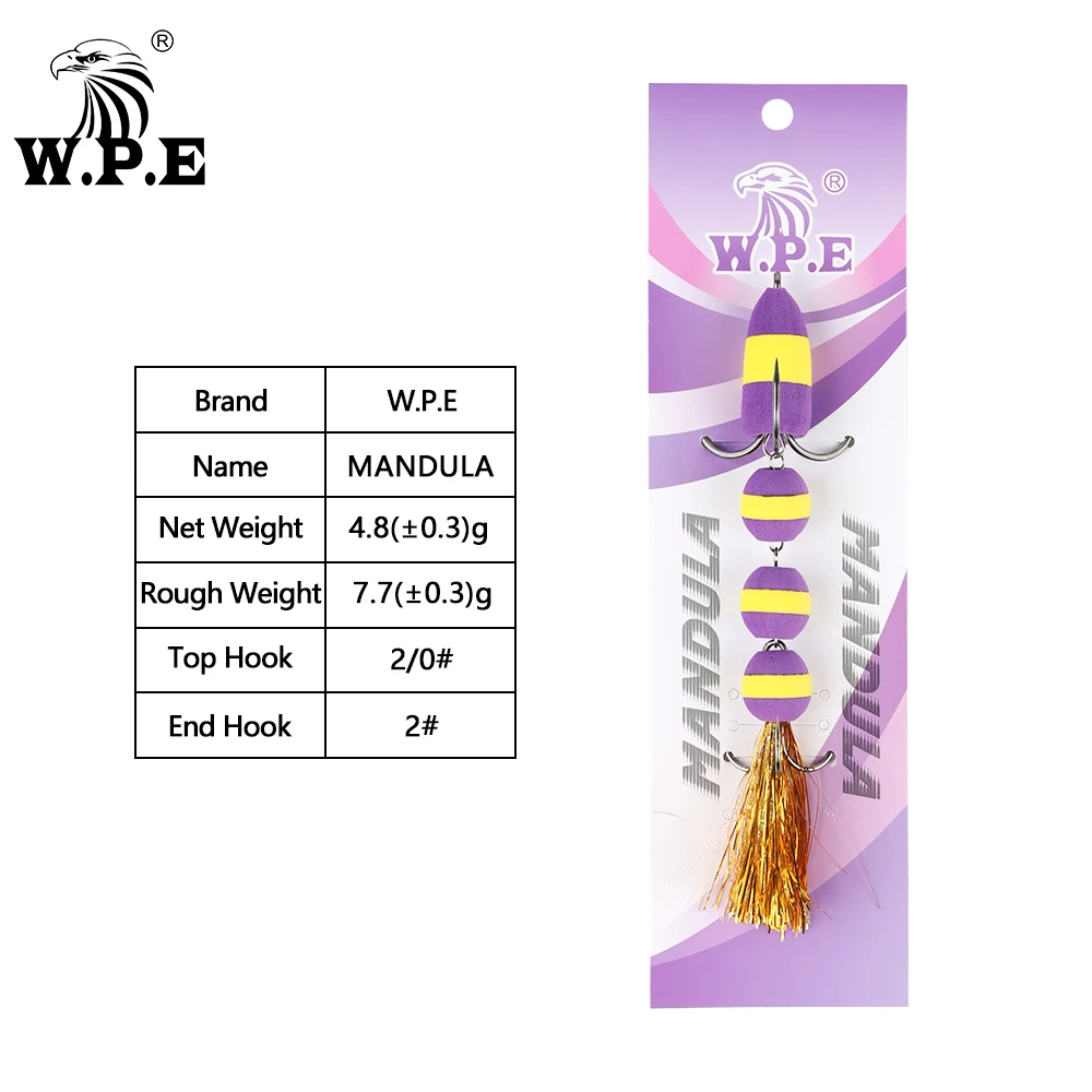W.P.E Mandula señuelo artificial suave multicolor tamaño L para lubina