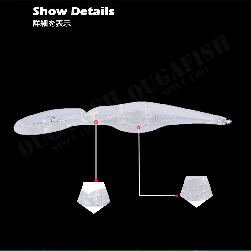 Señuelos ABS transparentes sin pintar