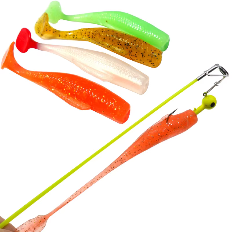 Super Q Señuelo blando gusano cola en T TPR pesca - imagen 2