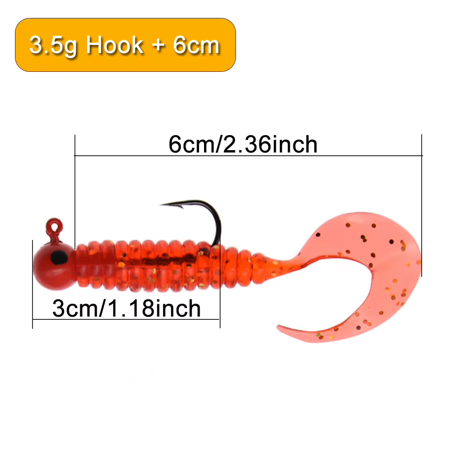 Anzuelo de plantilla 3,5g con grub de 6cm para perca - imagen 4