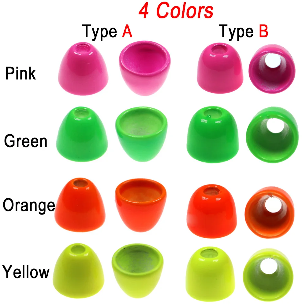 Conos de latón UV en verde y naranja