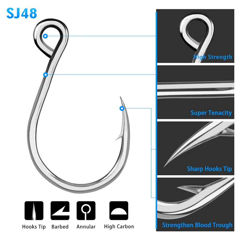 PROBEROS Anzuelos Jigging Carbono Ojo Grande Agua Salada - imagen 5