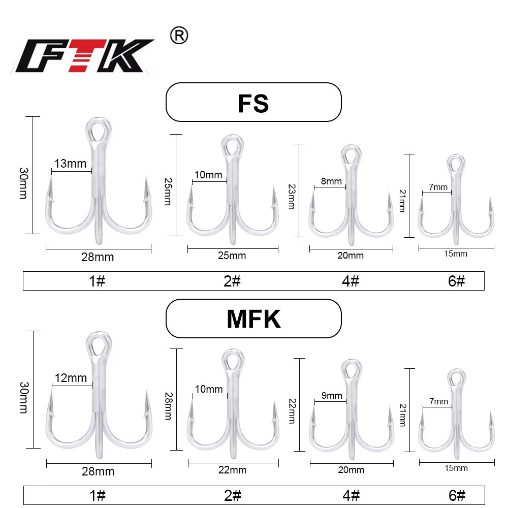 Anzuelo triple FTK acero carbono con montaje pelo zorro resistente - imagen 2