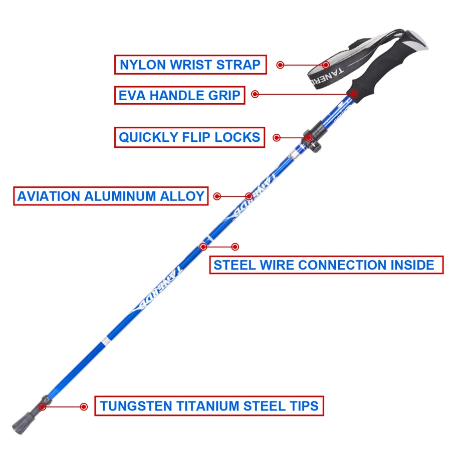 Bastón Telescópico Plegable Alpenstock – Aleación aluminio para pesca - imagen 4