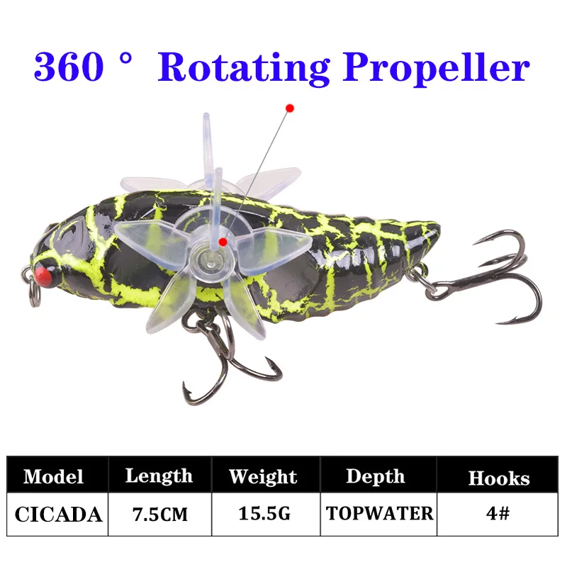 Señuelo topwater popper de superficie con acabado colorido