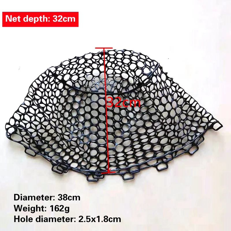 Red de goma negra para pesca al aire libre, accesorio de mano