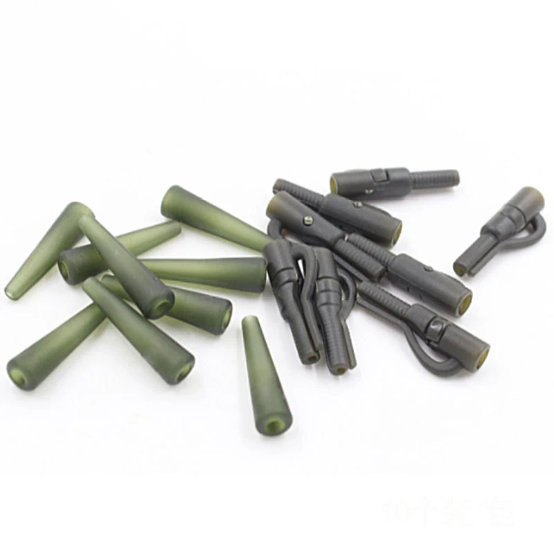 Accesorios pesca carpa: clips plomo, giratorios y tubos Chod