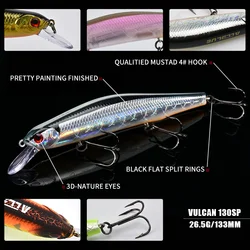 ALLBLUE VULCAN 130SP – Señuelo Wobbler Minnow Suspensión neutra magnética