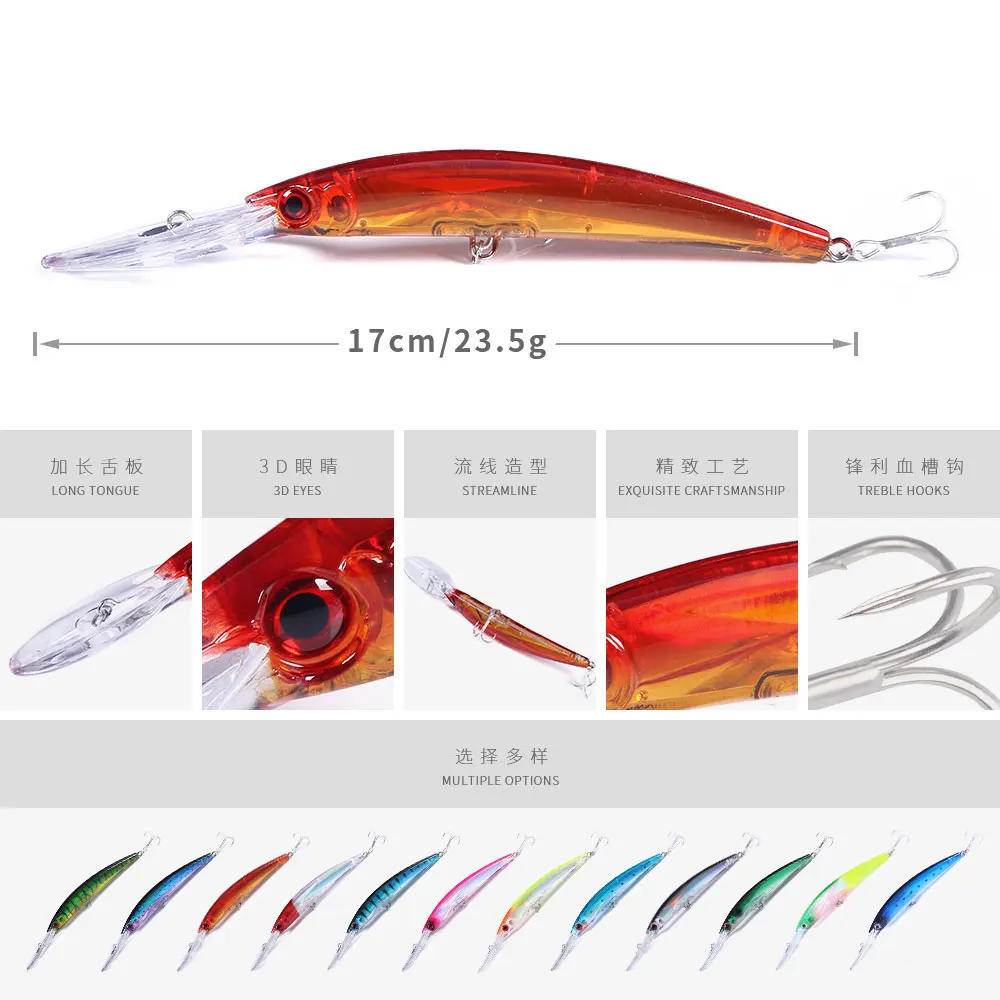 HENGJIA Minnow crankbait – Ojos realistas 3D - imagen 5